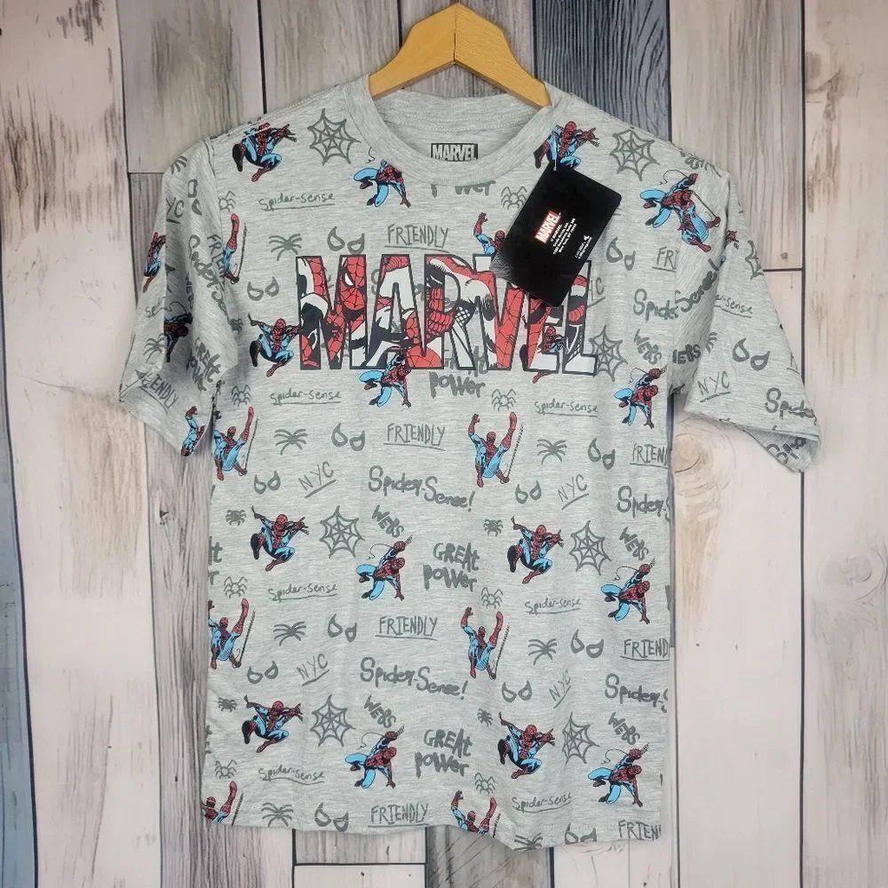Marvel Spiderman Gray Shirt Sleeve Tshirt Size Medium 12
